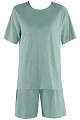 Textured Crew Neck T Shirt & Shorts Set