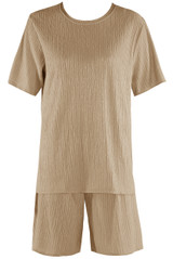 Textured Crew Neck T Shirt & Shorts Set