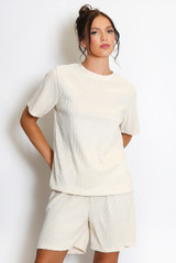 Textured Crew Neck T Shirt & Shorts Set
