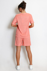 Textured Crew Neck T Shirt & Shorts Set