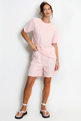 Textured Crew Neck T Shirt & Shorts Set