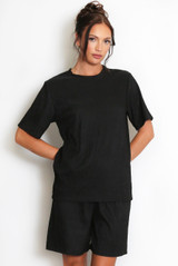 Textured Crew Neck T Shirt & Shorts Set