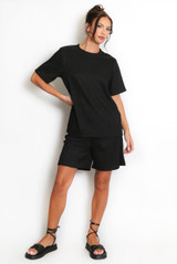 Textured Crew Neck T Shirt & Shorts Set