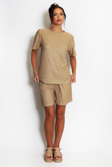 Textured Crew Neck T Shirt & Shorts Set