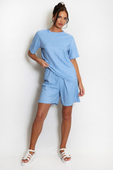 Textured Crew Neck T Shirt & Shorts Set