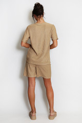 Textured Crew Neck T Shirt & Shorts Set