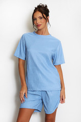 Textured Crew Neck T Shirt & Shorts Set