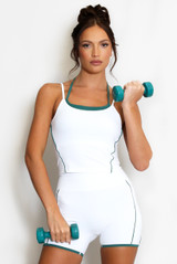 Double Strap Contrast Piping Vest And Shorts Set