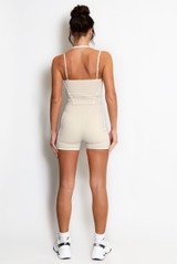 Double Strap Contrast Piping Vest And Shorts Set