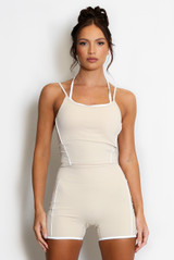 Double Strap Contrast Piping Vest And Shorts Set
