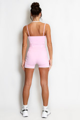 Double Strap Contrast Piping Vest And Shorts Set