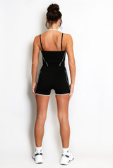 Double Strap Contrast Piping Vest And Shorts Set