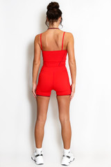 Double Strap Contrast Piping Vest And Shorts Set