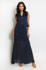 Fine Knit Waistcoat And Maxi Skirt Set