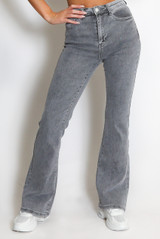 Grey Wash Flare Leg Jeans