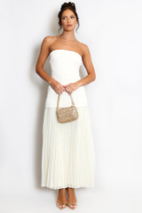 Chiffon Pleated Bandeau Maxi Dress