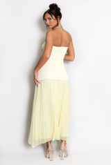 Chiffon Pleated Bandeau Maxi Dress