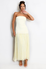 Chiffon Pleated Bandeau Maxi Dress