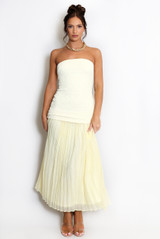 Chiffon Pleated Bandeau Maxi Dress