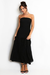 Chiffon Pleated Bandeau Maxi Dress