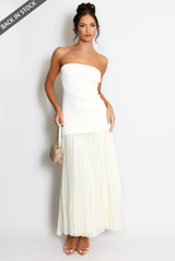Chiffon Pleated Bandeau Maxi Dress
