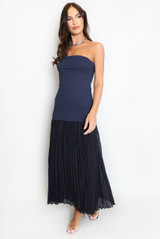 Chiffon Pleated Bandeau Maxi Dress