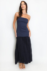Chiffon Pleated Bandeau Maxi Dress