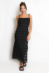 Tie Strap Lace Midi Dress