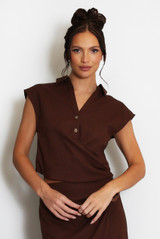 Ruched Side Cropped Linen Blouse