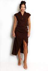 Linen Wrap Skirt With Buckle Detail