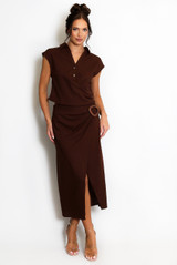 Linen Wrap Skirt With Buckle Detail