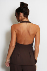 Peplum Hem Halter Neck Waistcoat