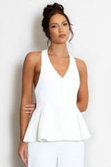 Peplum Hem Halter Neck Waistcoat