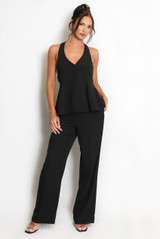 Peplum Hem Halter Neck Waistcoat