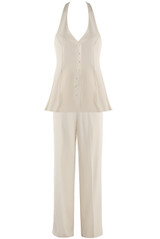 Peplum Hem Halter Neck Waistcoat & Trousers Set