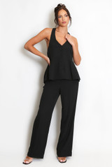 Peplum Hem Halter Neck Waistcoat & Trousers Set