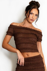 Lace Panelled Bardot Top