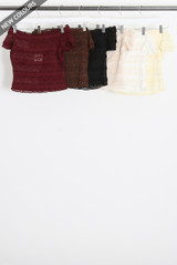 Lace Panelled Bardot Top