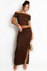 Lace Panelled Bardot Top And Skirt Set