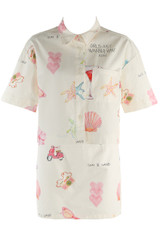 Star Fish Printed Boxy Blouse And Skirt Set