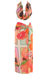 Citrus Drape Halter Neck Top and Skirt Set