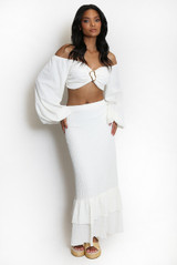 Textured Ruffled Hem Skirt