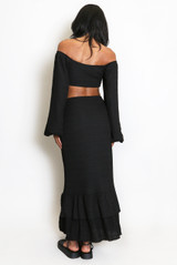 Textured Ruffled Hem Skirt