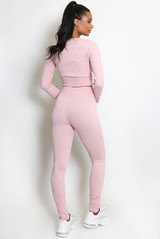 Ribbed Long Sleeve Top and Legging Set
