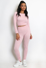 Ribbed Long Sleeve Top and Legging Set