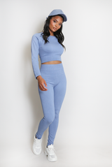 Ribbed Long Sleeve Top and Legging Set