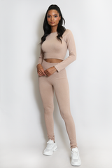 Ribbed Long Sleeve Top and Legging Set