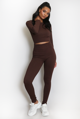 Ribbed Long Sleeve Top and Legging Set