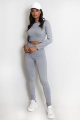 Ribbed Long Sleeve Top and Legging Set