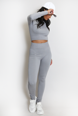 Ribbed Long Sleeve Top and Legging Set